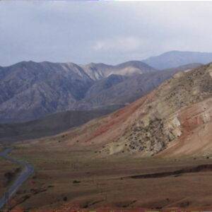 Tilted sedimentary strata in the Tian Shan, driven by the ongoing indentation of India into Asia Credit: Stijn Glorie