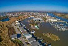Major river deltas are sinking faster than sea-level rise The mouth of the Mississippi River in south Louisiana. The delta of the Mississippi is sinking faster than local sea-level rise rates. Photo courtesy of Adobe Stock.